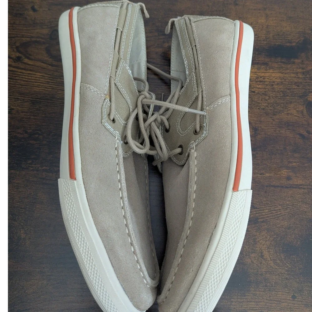 Tommy Bahama Calderon Boat Shoes Beige Suede Canvas Sneakers 9.5 Smart Casual